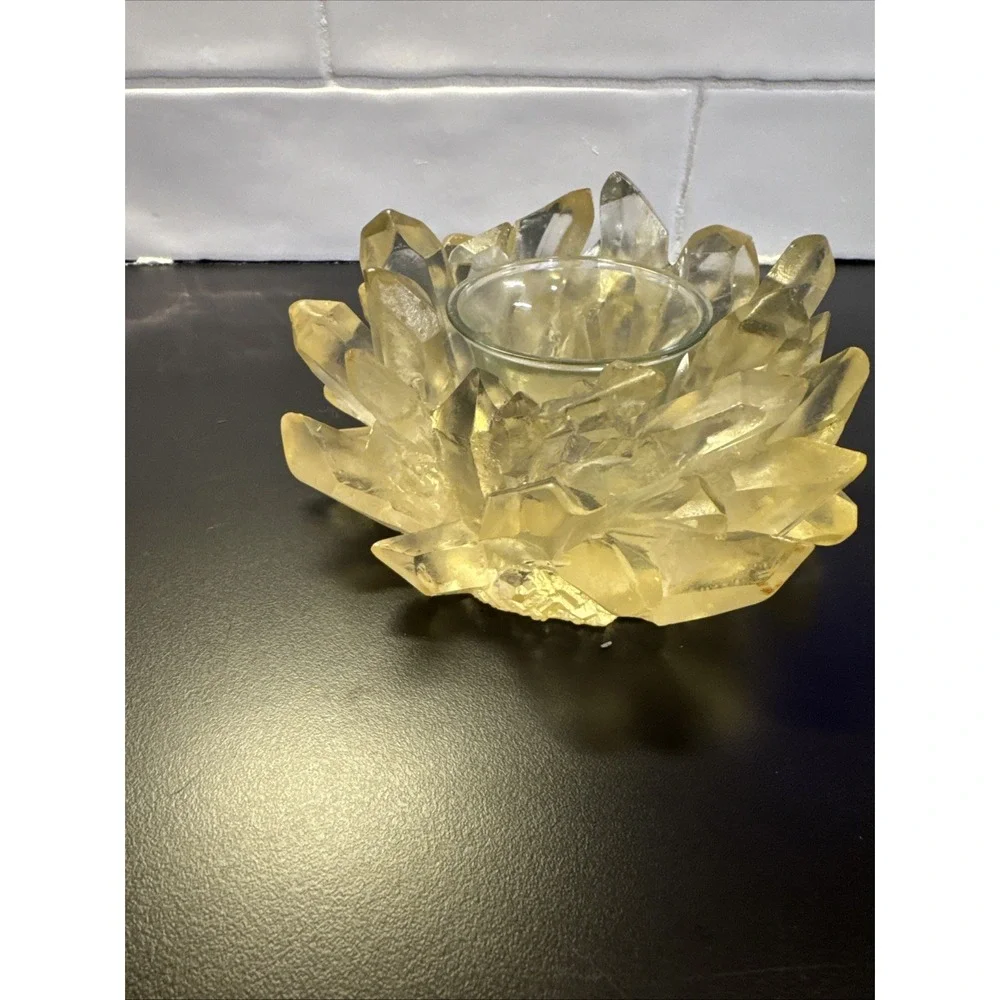 Lucite‎ Votive Candle Holder Faux Quartz Crystal
